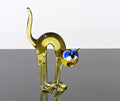 Handmade Yellow Glass Cat Figurine: Whimsical Flame-Worked Art