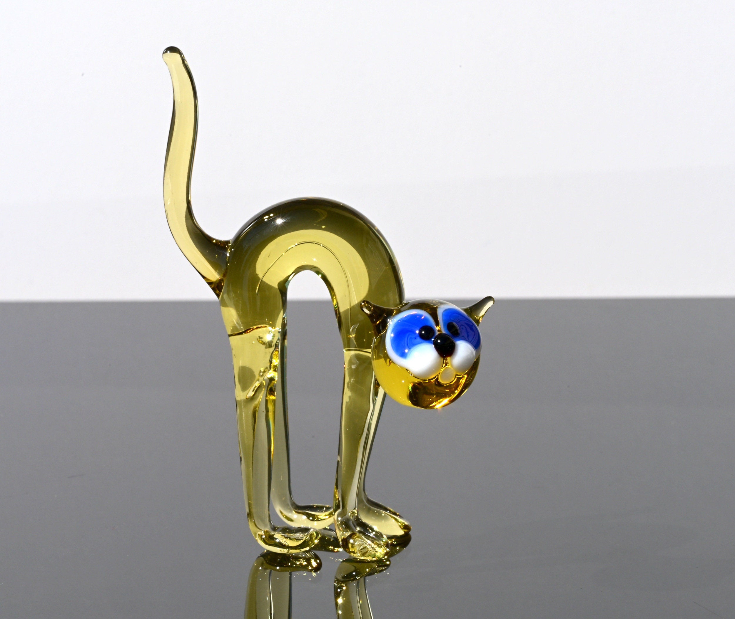 Glass Cat Figurine, Cat Statue, Glass Cat, Cat Figure, Cat Art, Glass Sculpture, Large Cat Statue, Glass Animals, Glass Figures, Cats
