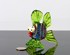 Handmade Glass Fish Figurine: Whimsical Telescope Eyes, Aqua Decor