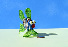 Handmade Glass Fish Figurine: Whimsical Telescope Eyes, Aqua Decor