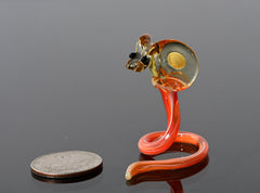 Gracious orange-yellow art glass Cobra, whimsical, character from Glass Menagerie, precious gift.