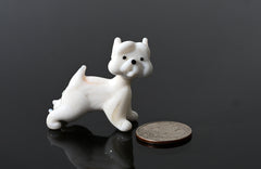 White Glass Westie Dog Figurine: Hand-Made Flame Work Sculpture