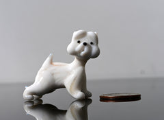 White Glass Westie Dog Figurine: Hand-Made Flame Work Sculpture