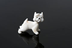 White Glass Westie Dog Figurine: Hand-Made Flame Work Sculpture