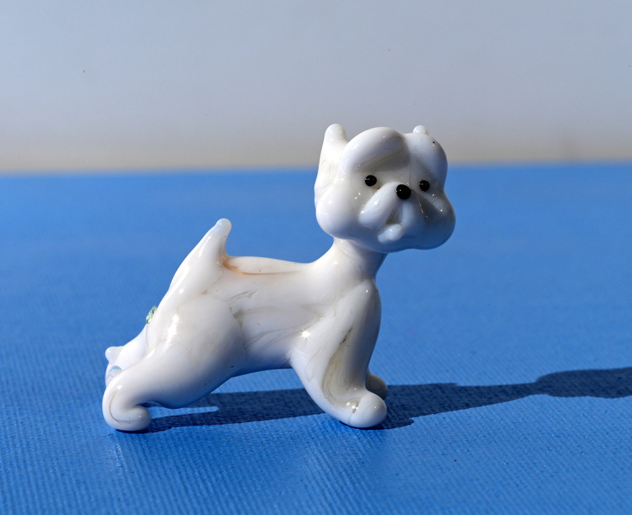 White Glass Westie Dog Figurine: Hand-Made Flame Work Sculpture