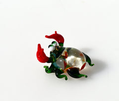 Handmade Glass Crab Figurine: Whimsical Clear-Green Sculpture