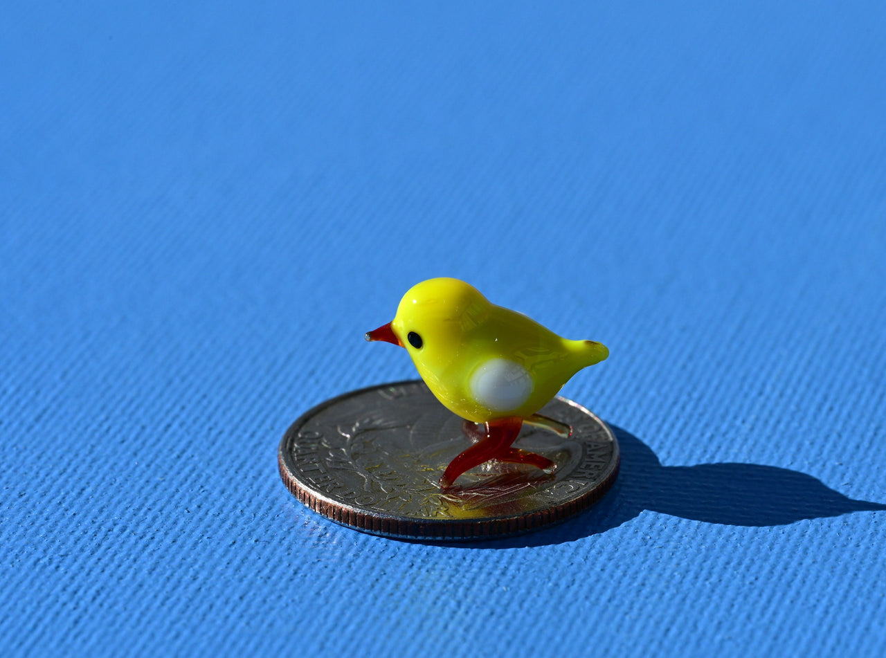 Tiny Yellow Glass Chick: Whimsical Lampwork Miniature
