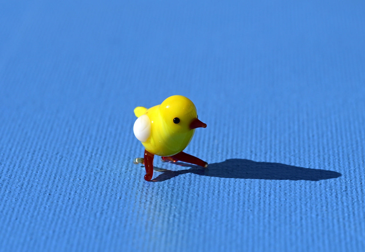 Tiny Yellow Glass Chick: Whimsical Lampwork Miniature