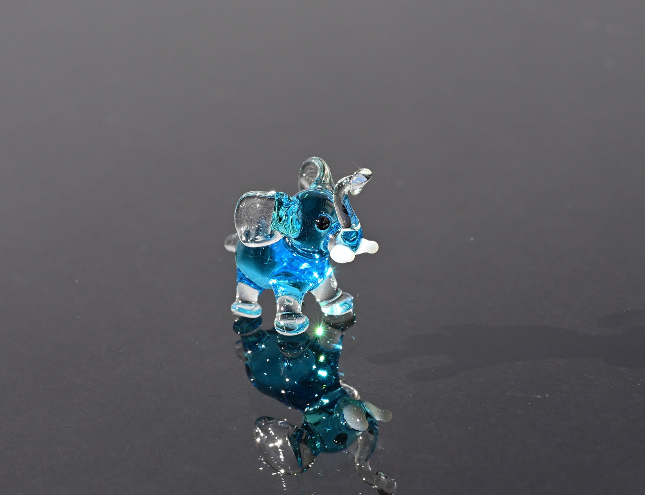 Baby Elephant, Blue Glass Elephant, Elephant Gifts, Tiny Glass Animals, Elephant Figurine, Glass Animals, Mini Glass Animals, Art, Decor