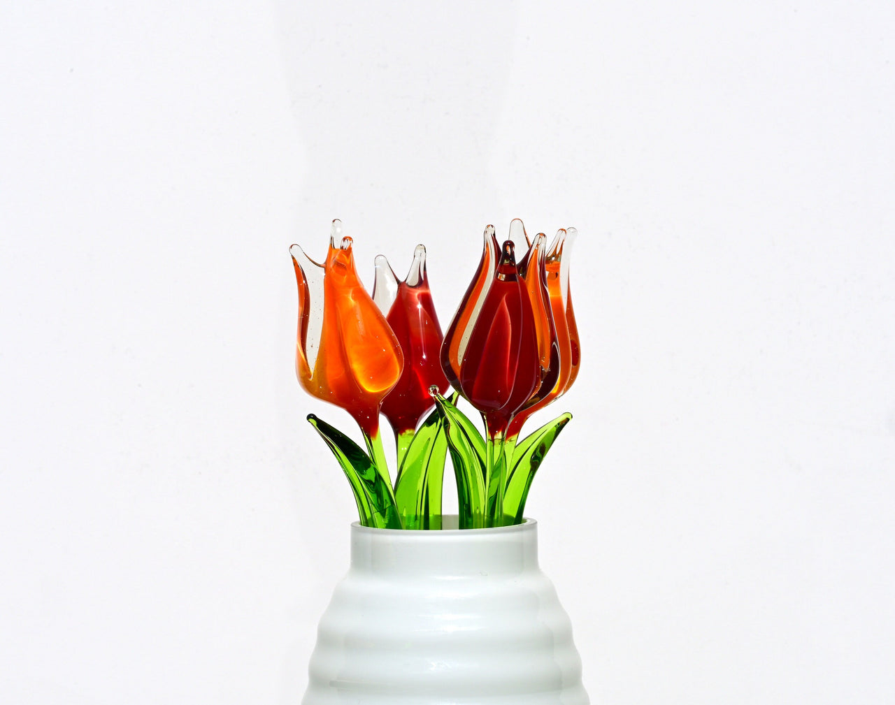 Glass Tulip Flowers, Blown Glass Flowers Bouquet - Glass Birth Month Flower - Tulip Glass Flowers with Stems - Mothers Day Gift for Her