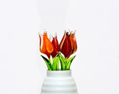 Glass Tulip Flowers, Blown Glass Flowers Bouquet - Glass Birth Month Flower - Tulip Glass Flowers with Stems - Mothers Day Gift for Her