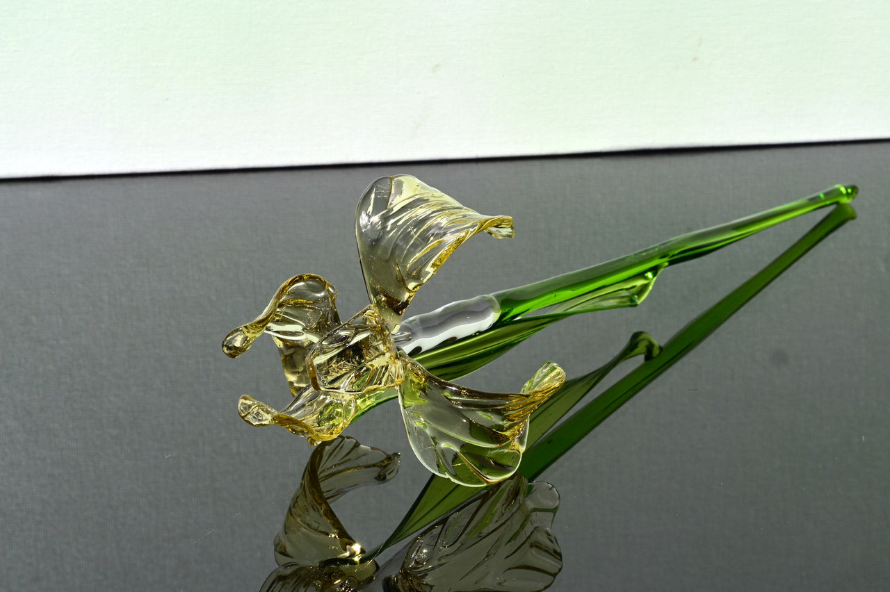 Glass Iris Flower - Hand Blown Glass Iris - Golden Glass Flowers Bouquet - Blown Glass Flowers - Christmas Gift for Mom