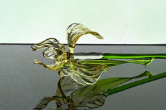 Glass Iris Flower - Hand Blown Glass Iris - Golden Glass Flowers Bouquet - Blown Glass Flowers - Christmas Gift for Mom