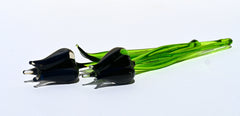 Handmade Black Glass Tulip: Flame Worked Sculpture, 7 inch