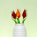Handmade Glass Tulip Bouquet: Red-Orange Floral Sculpture