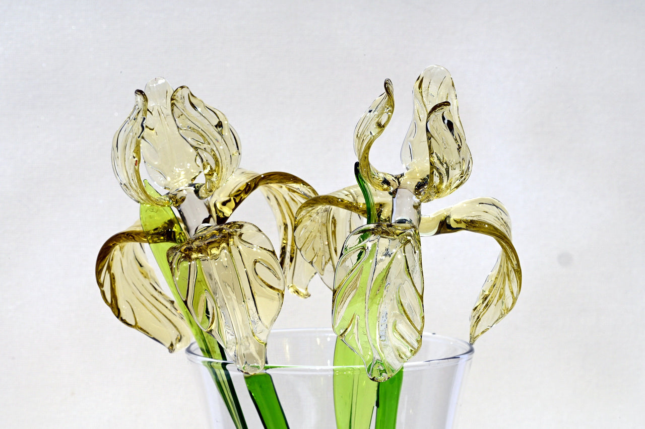 Glass Iris Gift, Blown Glass Flowers Bouquet, Glass Birth Month Flower Gift, Desk Decor, Forever Flowers, Mothers Day Gifts, Spring Decor