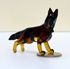 Handmade Glass German Shepherd Figurine: Flame Work Art, 2.5 inch