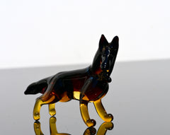 Handmade Glass German Shepherd Figurine: Flame Work Art, 2.5 inch