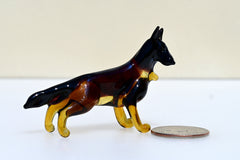 Handmade Glass German Shepherd Figurine: Flame Work Art, 2.5 inch