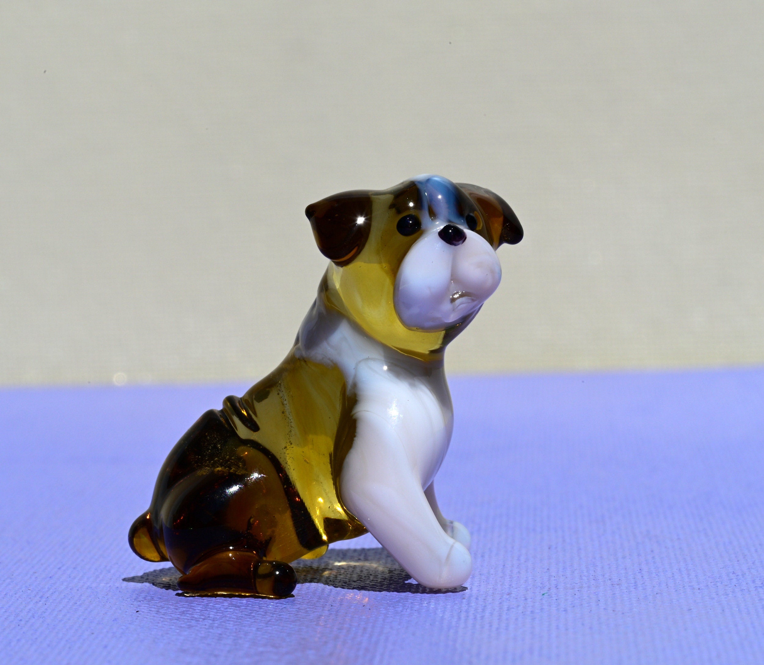 Handmade Glass Bulldog Figurine: Collectible Art Glass Sculpture