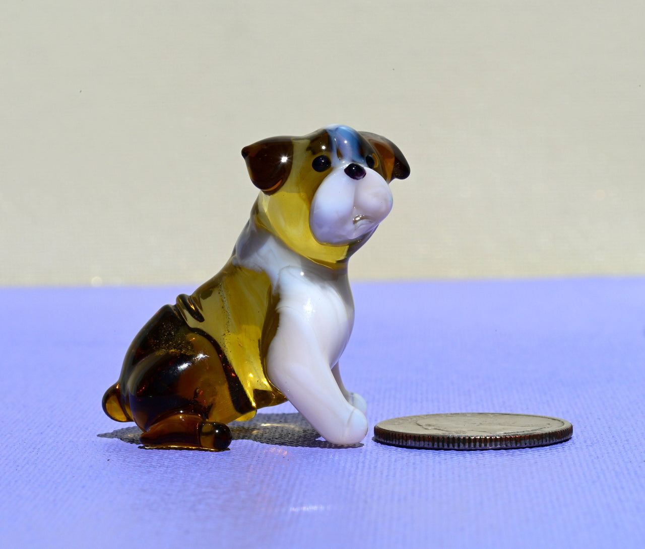 Handmade Glass Bulldog Figurine: Collectible Art Glass Sculpture
