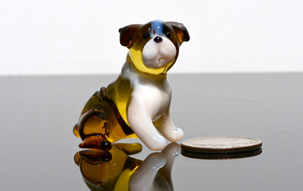 Handmade Glass Bulldog Figurine: Collectible Art Glass Sculpture