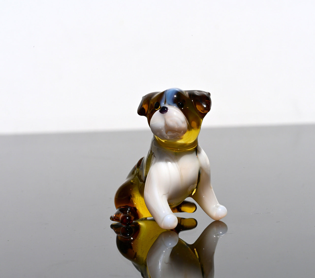 Handmade Glass Bulldog Figurine: Collectible Art Glass Sculpture