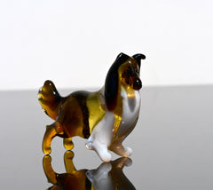 Handmade Glass Collie Figurine: Collectible Dog Sculpture