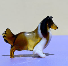 Handmade Glass Collie Figurine: Collectible Dog Sculpture