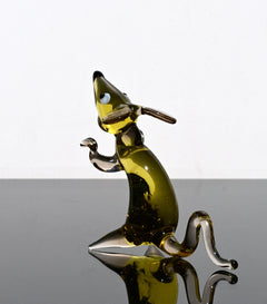 Cute amber- clear glass rat. Detailed figurine with a lot of personality.  It's an excellent addition to your glass animals collection.