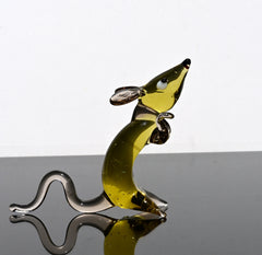 Cute amber- clear glass rat. Detailed figurine with a lot of personality.  It's an excellent addition to your glass animals collection.