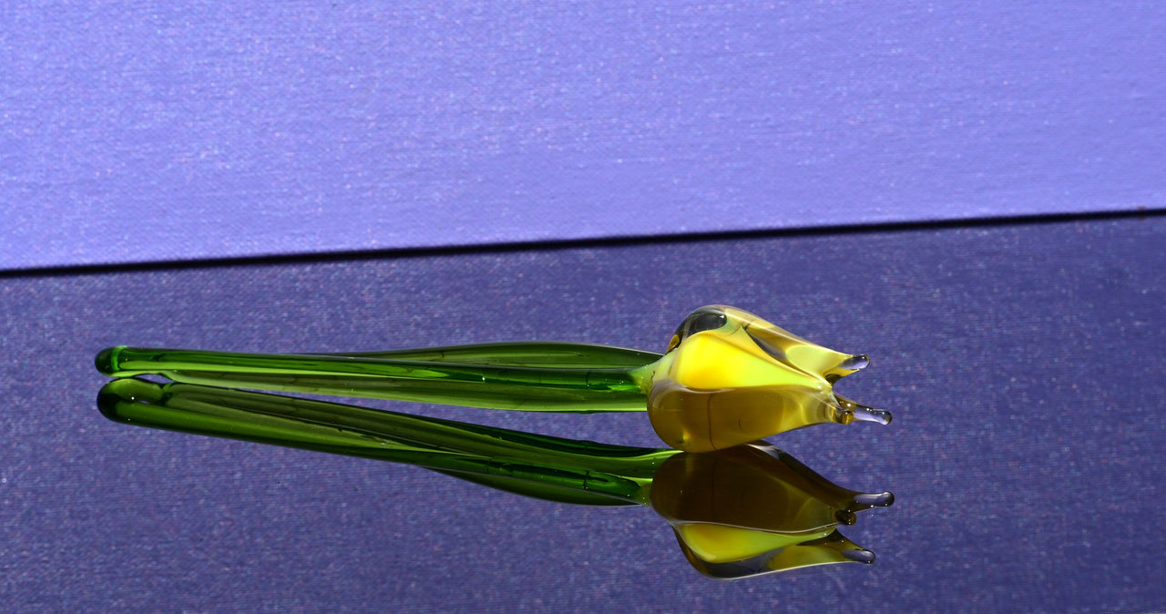 Handmade Yellow Opal Glass Tulip: Flame Worked Sculpture