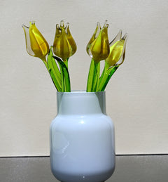 Handmade Yellow Opal Glass Tulip: Flame Worked Sculpture