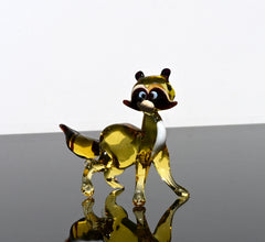 Handmade Amber Glass Raccoon Figurine: Whimsical Art Glass Sculpture