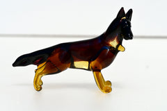 Handmade Glass German Shepherd Figurine: Flame Work Art, 2.5 inch