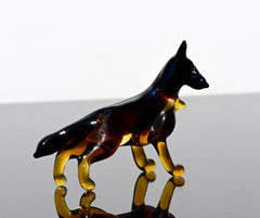 Handmade Glass German Shepherd Figurine: Flame Work Art, 2.5 inch