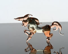 Handmade Rosy Glass Unicorn Figurine: Flame Work Sculpture