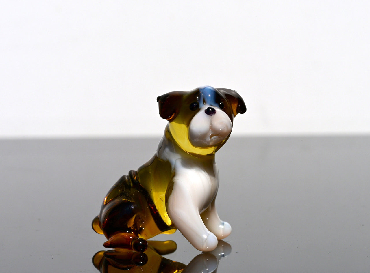 Handmade Glass Bulldog Figurine: Collectible Art Glass Sculpture