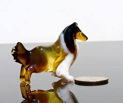 Handmade Glass Collie Figurine: Collectible Dog Sculpture