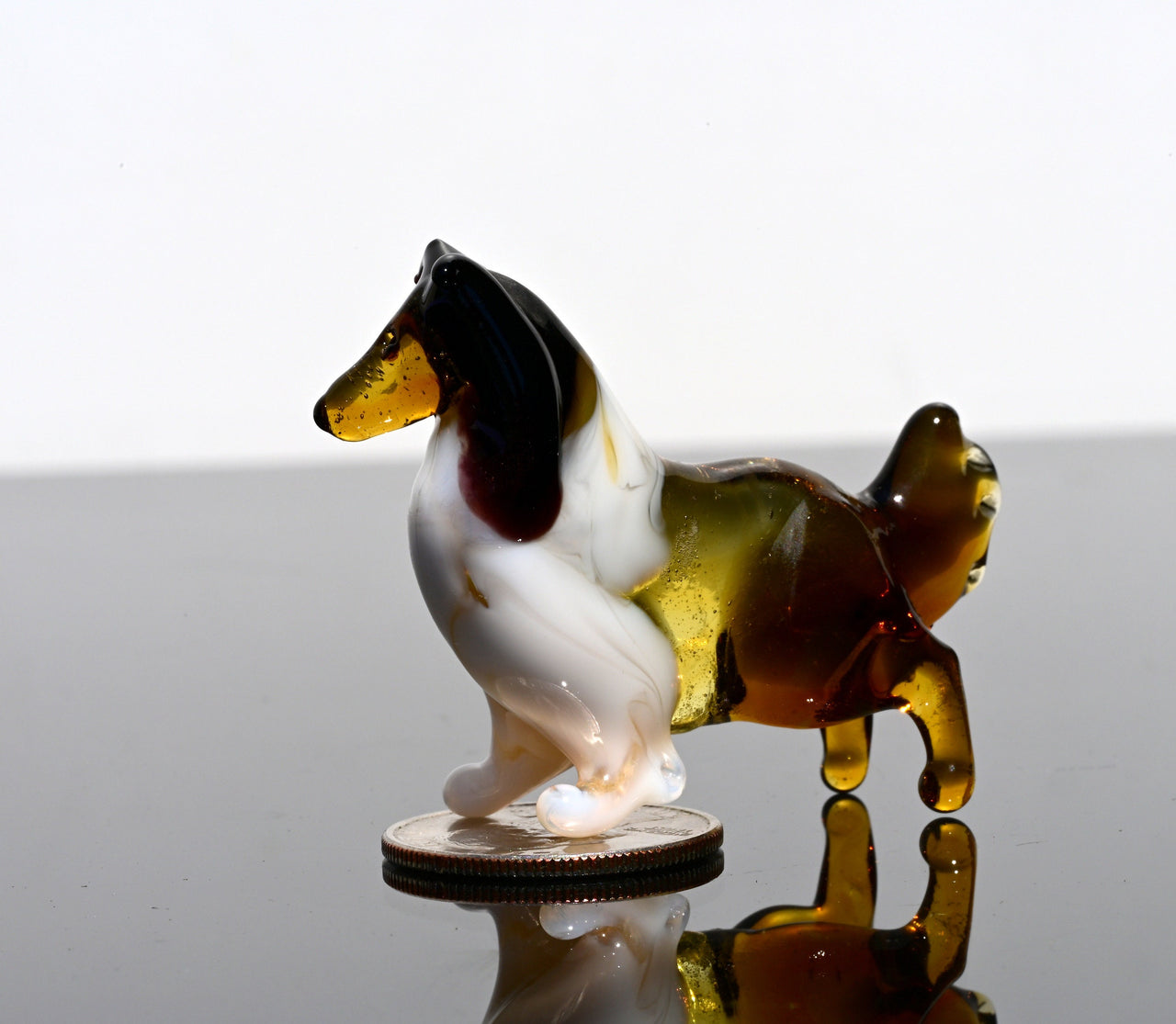Handmade Glass Collie Figurine: Collectible Dog Sculpture