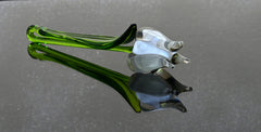 Handmade Opal Glass Tulip: Flame Worked Sculpture, 7.2 inch