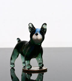 Green Glass French Bulldog, Frenchie Gifts, French Bulldog Art, Blown Glass Animals, Dog Figurine, Cute Glass Dog, Frenchie Mom Decor