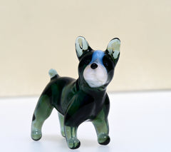 Green Glass French Bulldog, Frenchie Gifts, French Bulldog Art, Blown Glass Animals, Dog Figurine, Cute Glass Dog, Frenchie Mom Decor