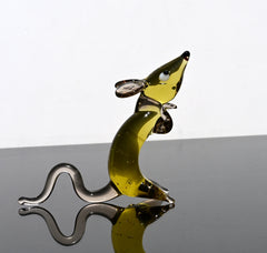 Cute amber- clear glass rat. Detailed figurine with a lot of personality.  It's an excellent addition to your glass animals collection.