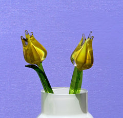 Handmade Yellow Opal Glass Tulip: Flame Worked Sculpture