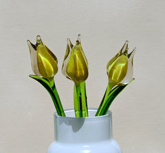 Handmade Yellow Opal Glass Tulip: Flame Worked Sculpture