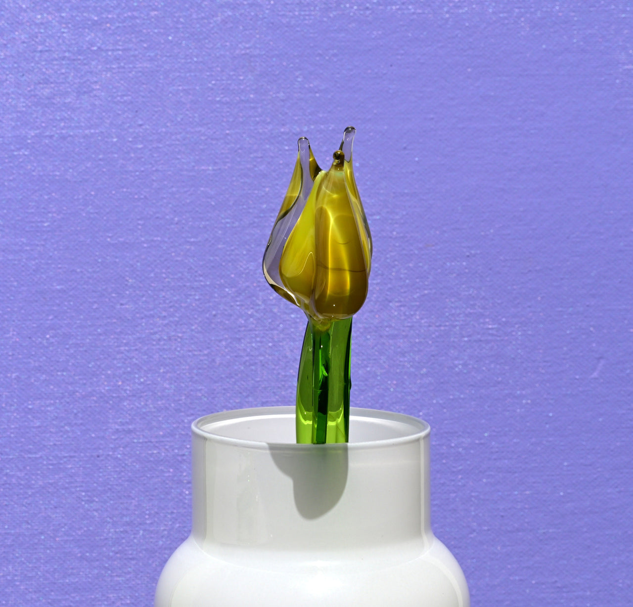 Handmade Yellow Opal Glass Tulip: Flame Worked Sculpture