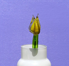 Handmade Yellow Opal Glass Tulip: Flame Worked Sculpture