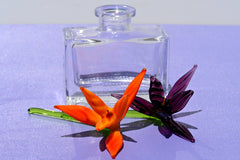 Elegant Bouquet of 2 colorful short-stem glass birds of the paradise-like flower. Unique gift. The price is for the bouquet of two flowers.