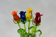 Glass Flower Bouquet - Blown Glass Flowers Rose - Blown Glass Flowers - Glass Rose - Christmas Gift for Mom